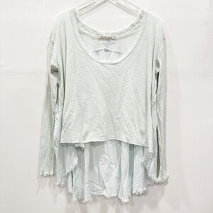 We The Free TT Special Waffle Knit Scoop Back Top Mint Blue Green Medium